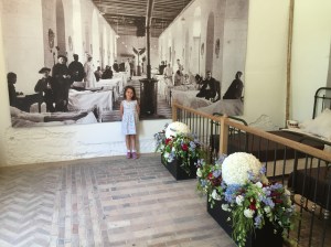 The photo display of WWI as a military hospital
